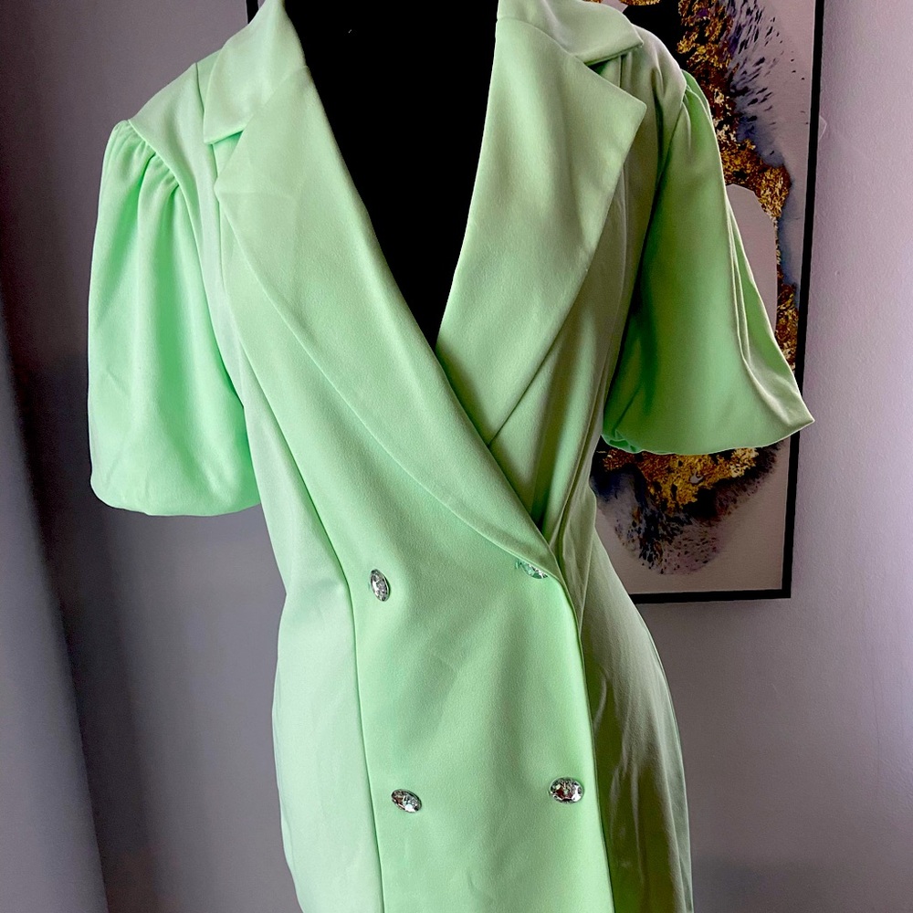 Mint green blazer dress